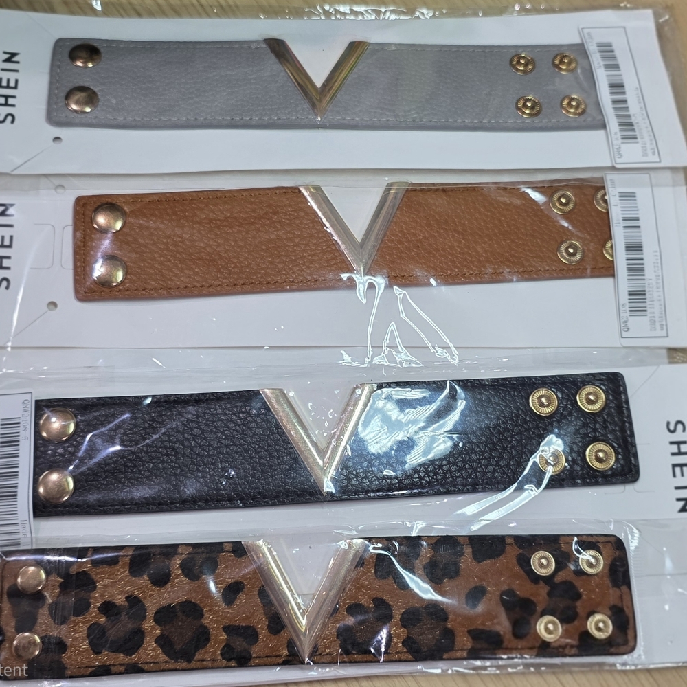 SHEIN Women's Stylish V-Design Belts - Gray, Brown, Black, Leopard